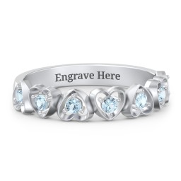 Multi-Heart Ring with Birthstones