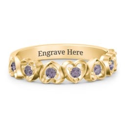 Multi-Heart Ring with Birthstones