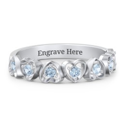 Multi-Heart Ring with Birthstones