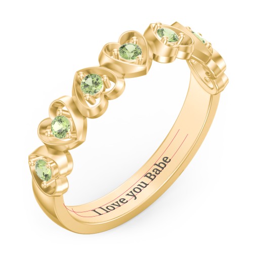 Multi-Heart Ring with Birthstones