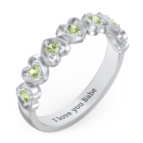 Multi-Heart Ring with Birthstones