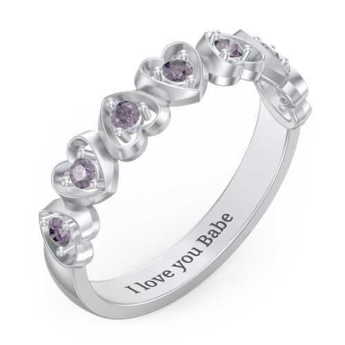 Multi-Heart Ring with Birthstones