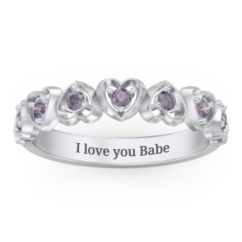 Multi-Heart Ring with Birthstones