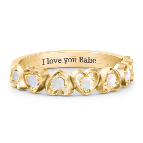 Multi-Heart Ring with Birthstones
