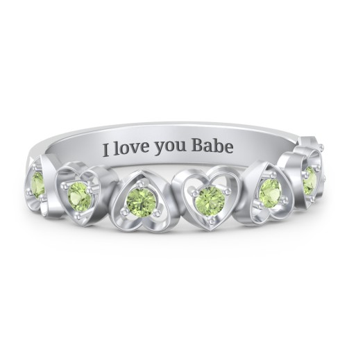 Multi-Heart Ring with Birthstones