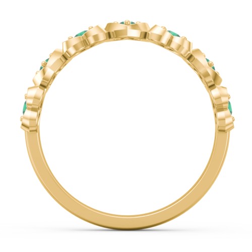 Multi-Heart Ring with Birthstones – 10K Yellow Gold with Emerald