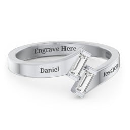 Engravable Slanted Baguette Ring