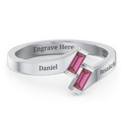 Engravable Slanted Baguette Ring