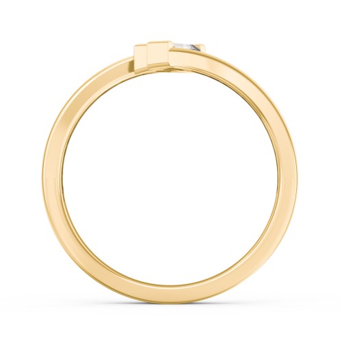 Engravable Slanted Baguette Ring – 10K Yellow Gold with White Sapphire