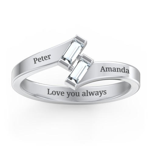Engravable Slanted Baguette Ring
