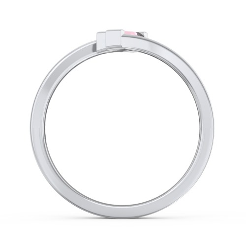 Engravable Slanted Baguette Ring – Sterling Silver with Pink Tourmaline