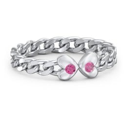 Curb Link Chain Heart Ring