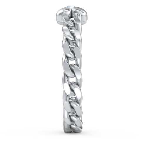 Curb Link Chain Heart Ring