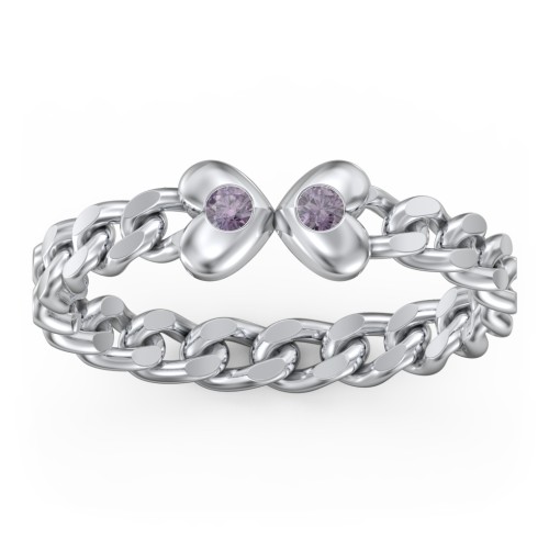 Curb Link Chain Heart Ring