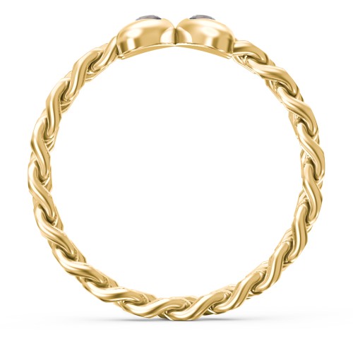 Curb Link Chain Heart Ring – 18K Gold Plated Silver with Smokey Quartz