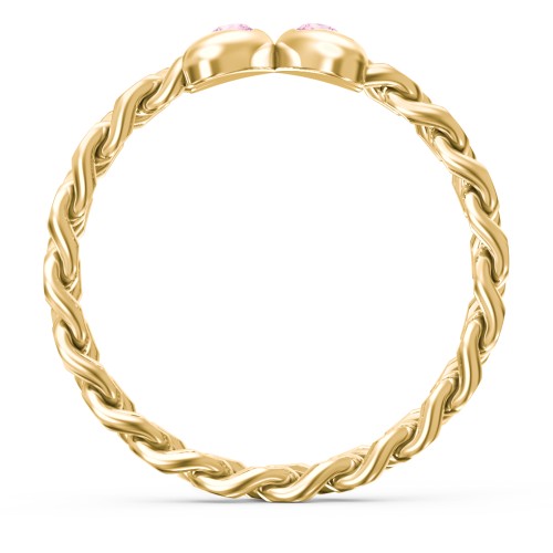 Curb Link Chain Heart Ring – 18K Gold Plated Silver with Pink Tourmaline