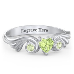 Angel Wing Ring with Heart Shaped Gemstone