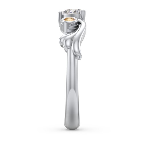 Angel Wing Ring with Heart Shaped Gemstone