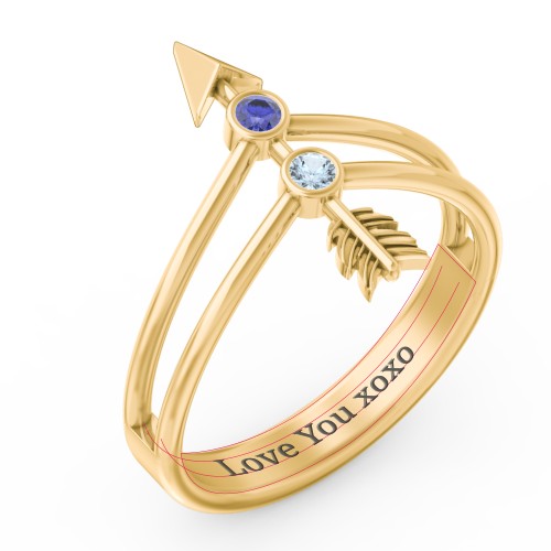 Cupid's Arrow Ring – 14K Yellow Gold with Blue Sapphire and Blue Topaz
