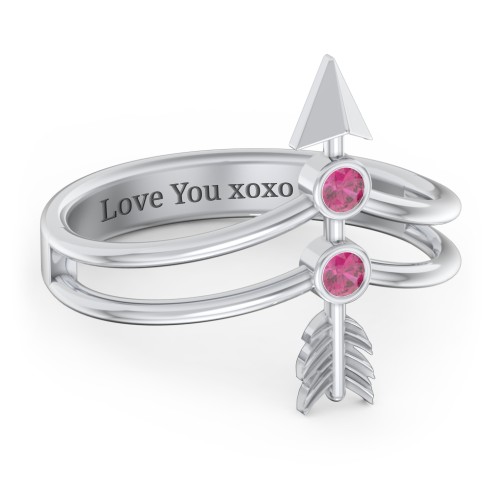 Cupid's Arrow Ring – Sterling Silver with Ruby