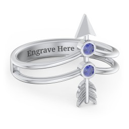 Cupid's Arrow Ring in 925 Sterling Silver with Blue Sapphire