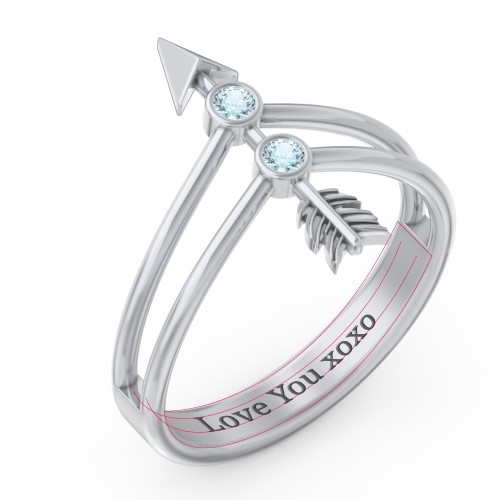 Cupid's Arrow Ring – Sterling Silver with Blue Topaz