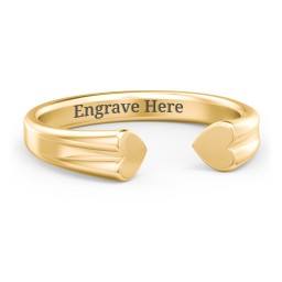 Engravable Open Cuff Heart Ring in 14K Solid Yellow Gold
