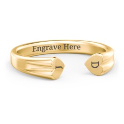 Engravable Open Cuff Heart Ring in 18K Gold Plated Silver