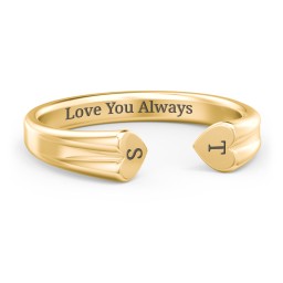 Engravable Open Cuff Heart Ring in 18K Gold Plated Silver