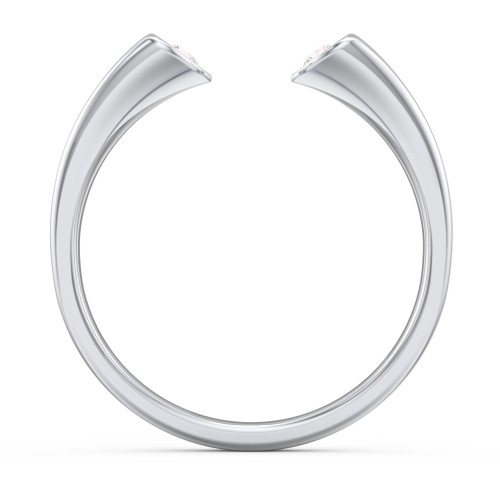 Engravable Open Cuff Heart Ring with Gemstones – Sterling Silver with Cubic Zirconia