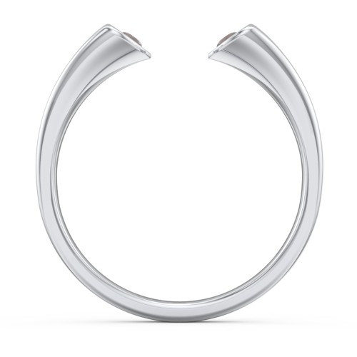 Engravable Open Cuff Heart Ring with Gemstones