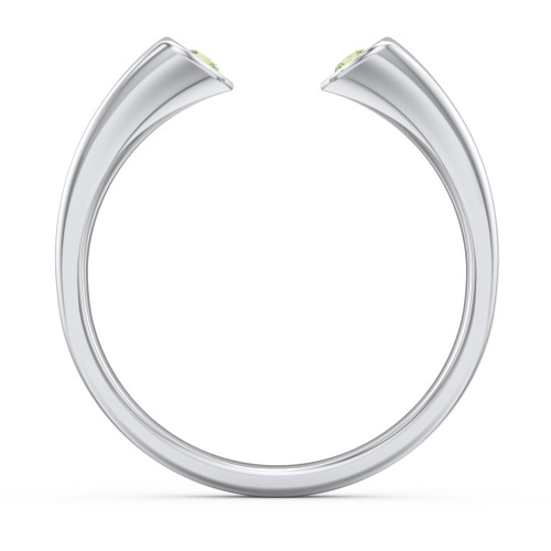 Engravable Open Cuff Heart Ring with Gemstones