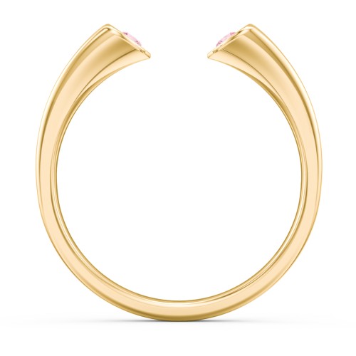 Engravable Open Cuff Heart Ring with Gemstones – 18K Gold Plated Silver with Pink Tourmaline