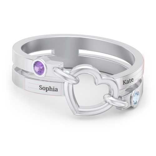 Engravable Diagonal Open Heart Ring