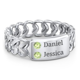 Heart Chain Link Ring with Nameplate