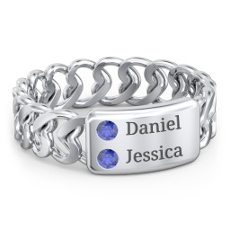 Heart Chain Link Ring with Nameplate