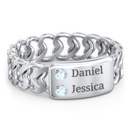 Heart Chain Link Ring with Nameplate