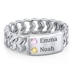 Heart Chain Link Ring with Nameplate