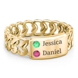 Heart Chain Link Ring with Nameplate