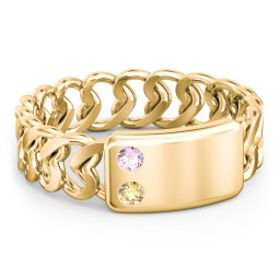 Heart Chain Link Ring with Nameplate