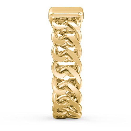 Heart Chain Link Ring with Nameplate – 18K Gold Plated Silver with Emerald and Ruby