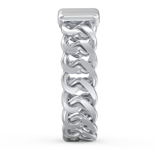 Heart Chain Link Ring with Nameplate – 10K White Gold with Pink Tourmaline and Citrine