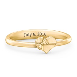 Heart Shaped Ring with Bow in 18K Gold Plated Silver