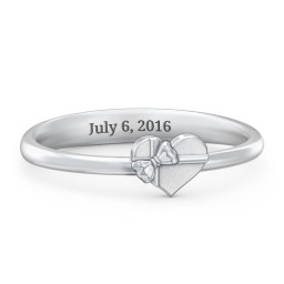 Heart Shaped Ring with Bow in 925 Sterling Silver