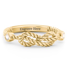 Rope Infinity Ring with Gemstones in 18K Gold Plated Silver with Cubic Zirconia