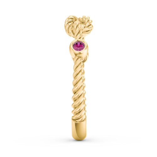 Rope Infinity Ring with Gemstones – 18K Gold Plated Silver with Ruby