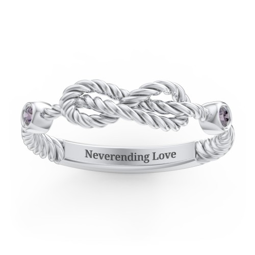 Rope Infinity Ring with Gemstones