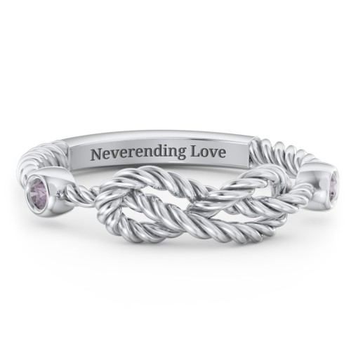 Rope Infinity Ring with Gemstones