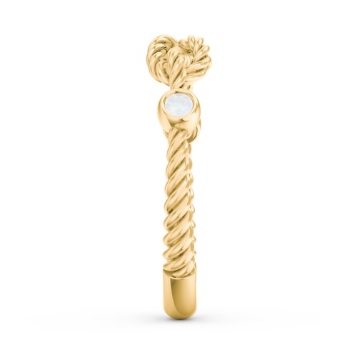 Rope Infinity Ring with Gemstones – 18K Gold Plated Silver with Opal