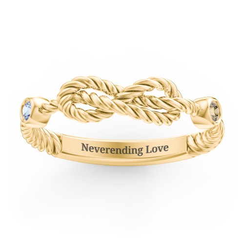 Rope Infinity Ring with Gemstones – 18K Gold Plated Silver with Blue Topaz and Citrine